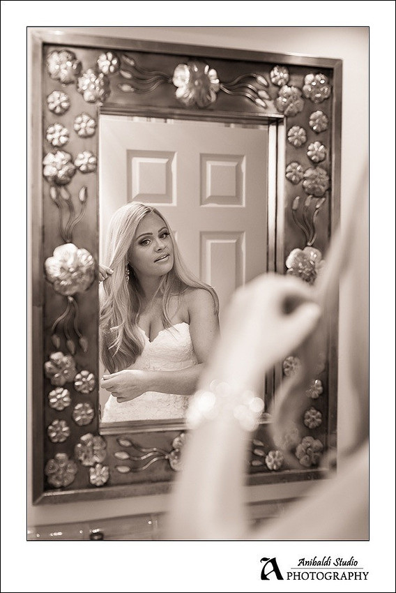 bride in mirror