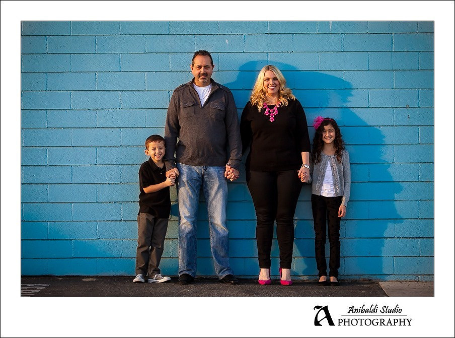 Family with Blue Wall
