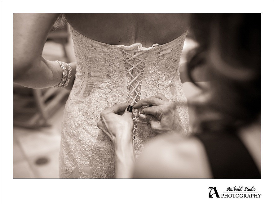 dress being tied