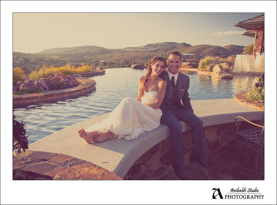 bride groom at infinity pool