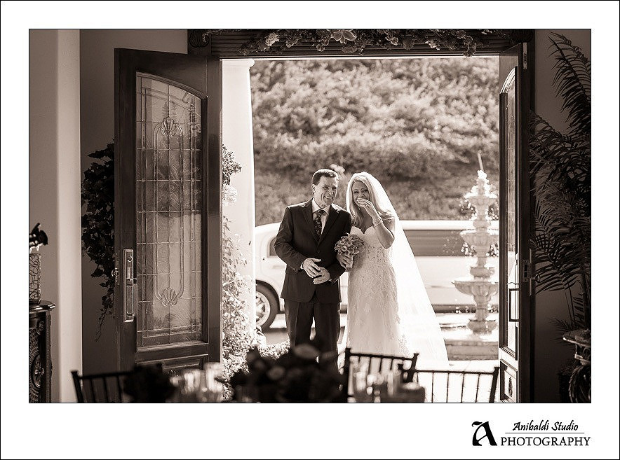 bride coming down aisle