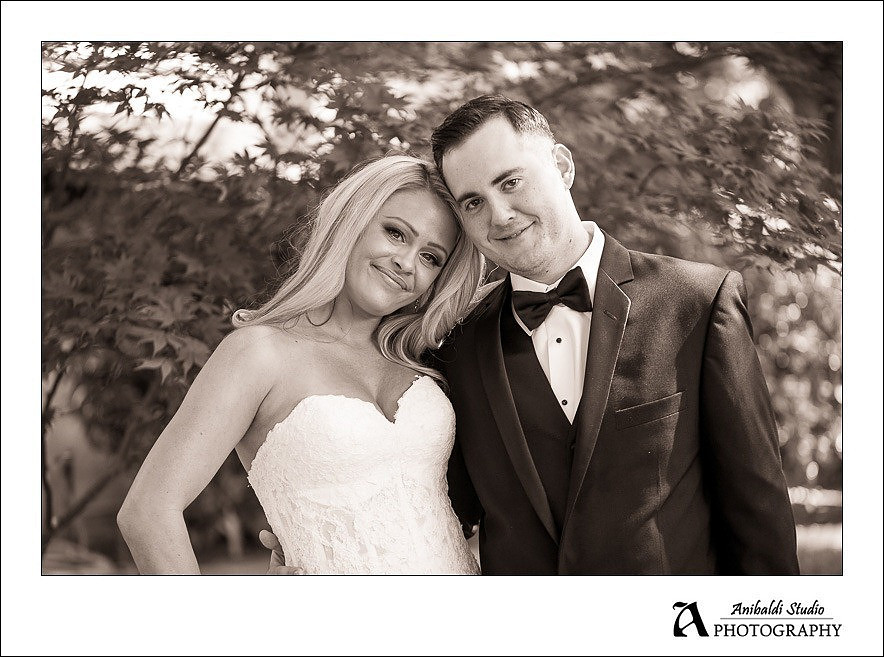 bride and groom in sepia