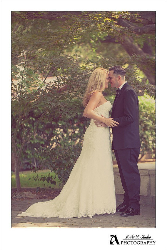 green wedding under trees